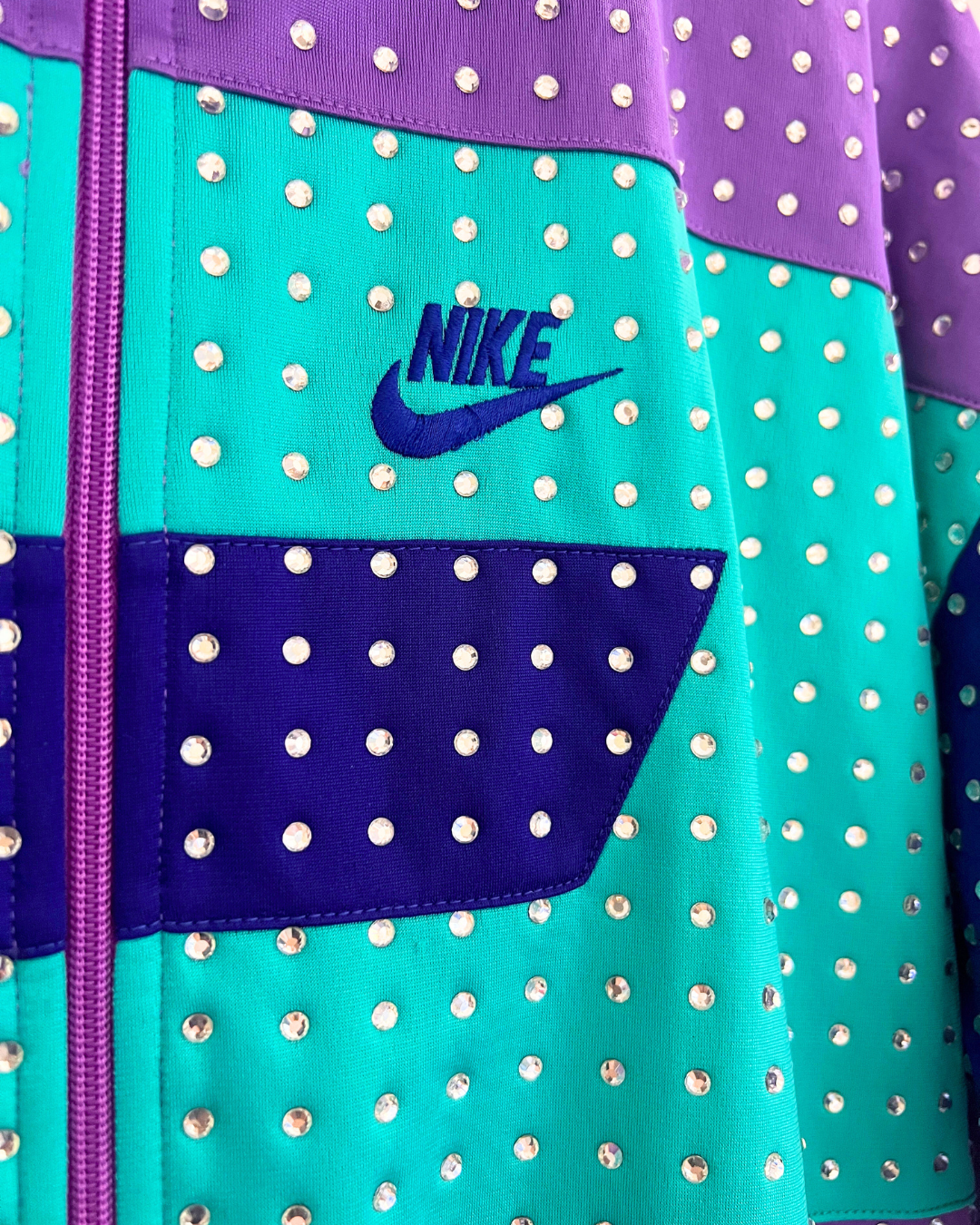 Vintage Multi colour block NIKE Track-top with all over diamante studs