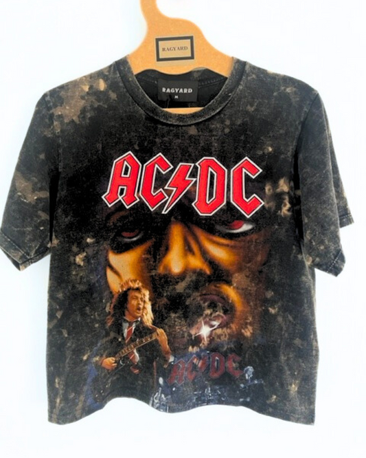 Vintage ACDC Crop Bleach T-shirt