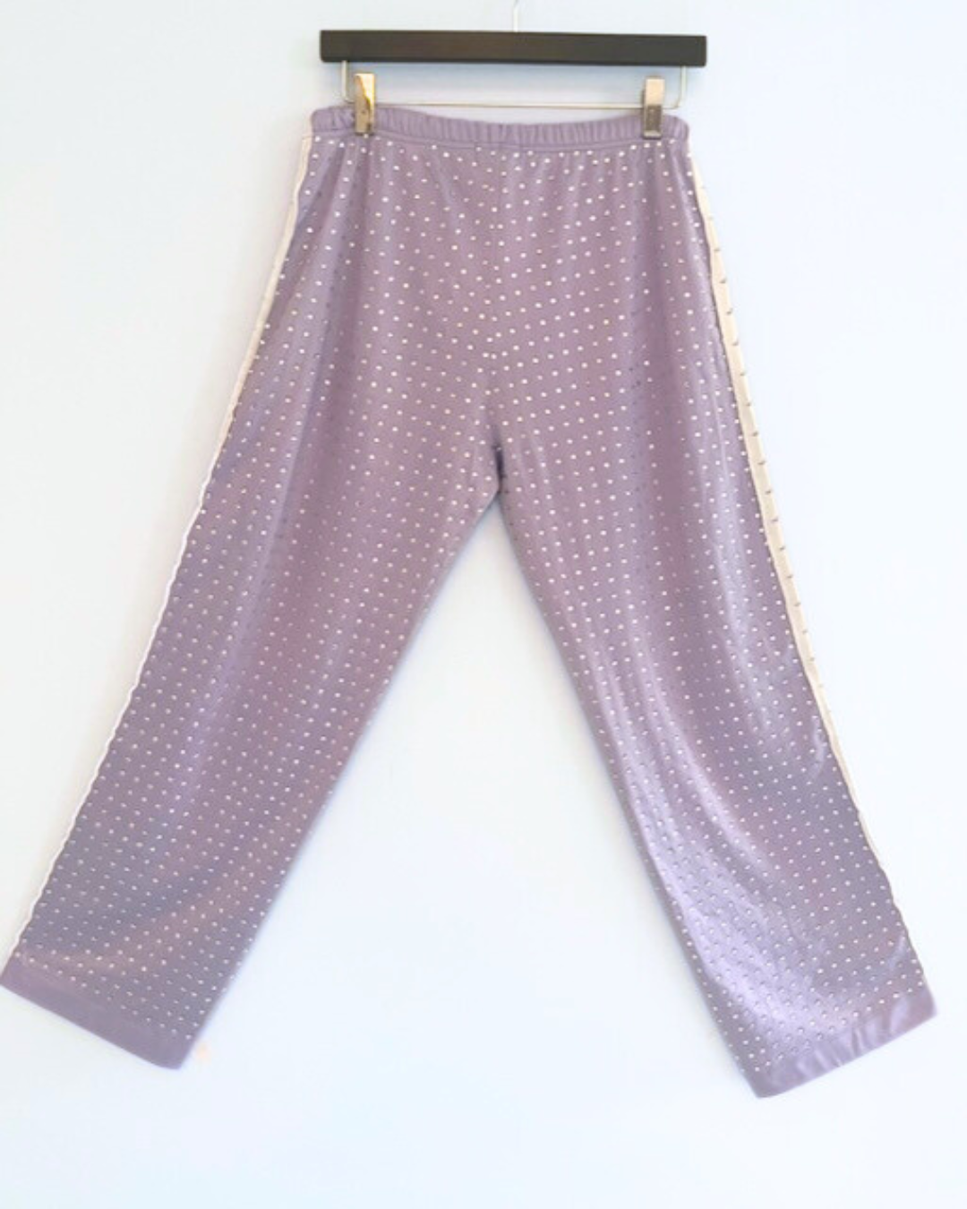 Vintage Lilac / White Stripe KAPPA Tracksuit pants with all over diamante studs