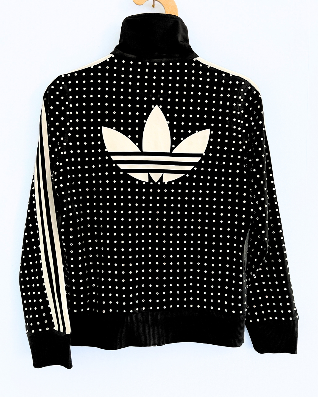 Vintage Black ADIDAS Track-top with all over diamante studs