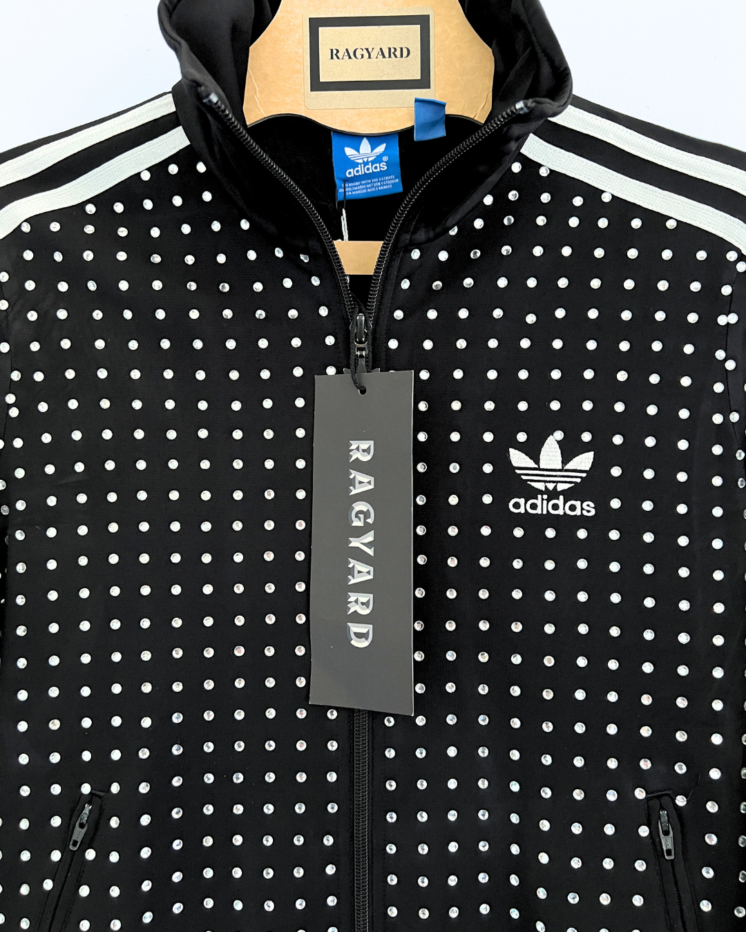 Vintage Black ADIDAS Track-top with all over diamante studs