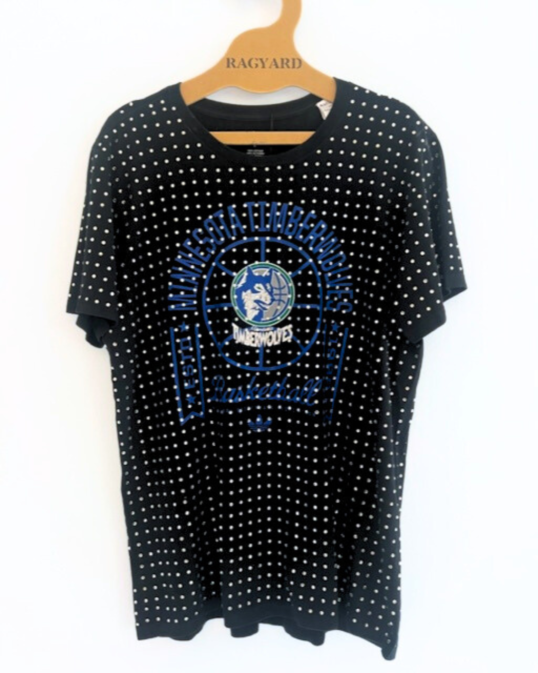 Vintage Black Minnesota TIGERWOLVES ADIDAS T-shirt with all over diamante studs