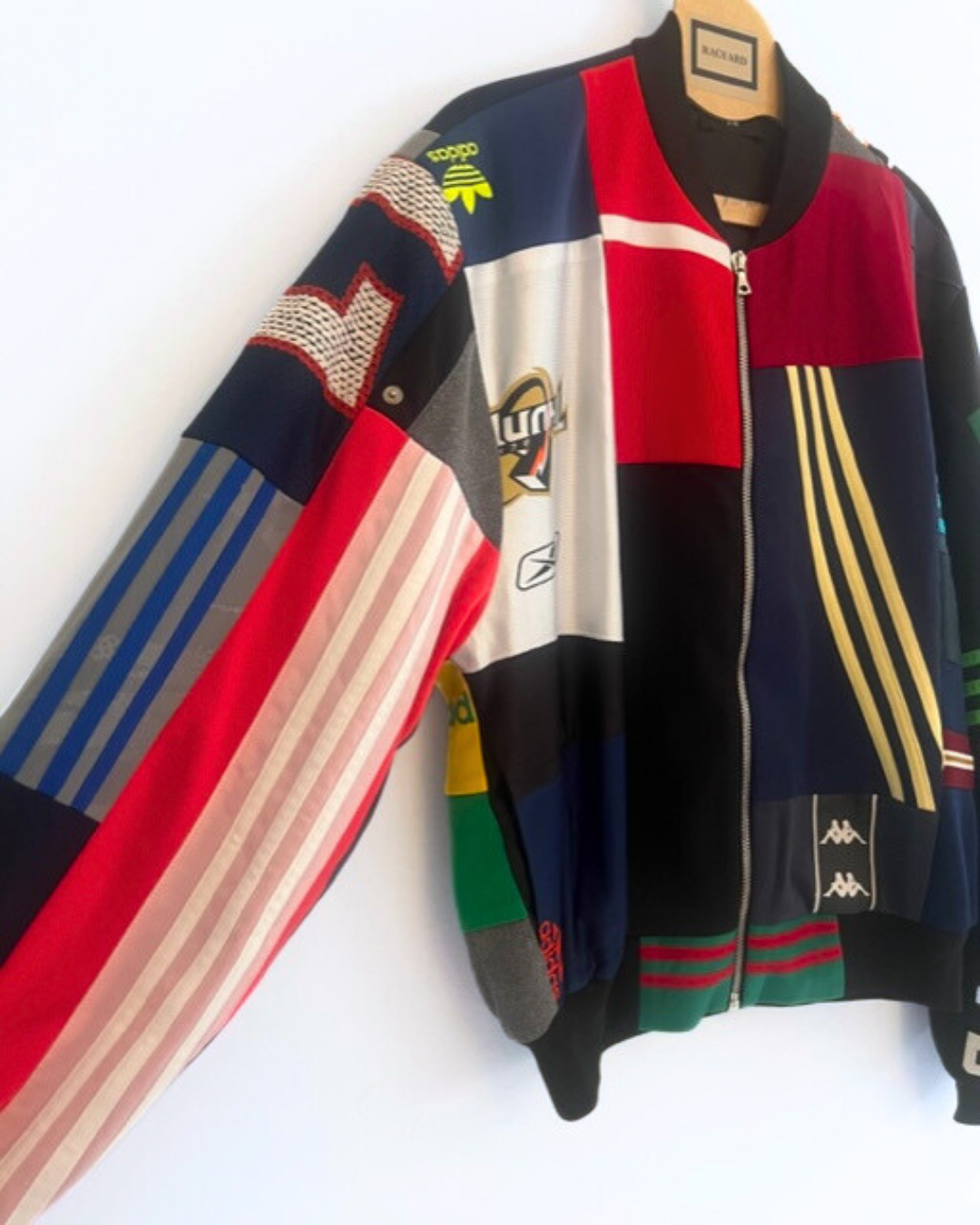 ONE OFF BOMBER Jacket made from Vintage sportswear panelling