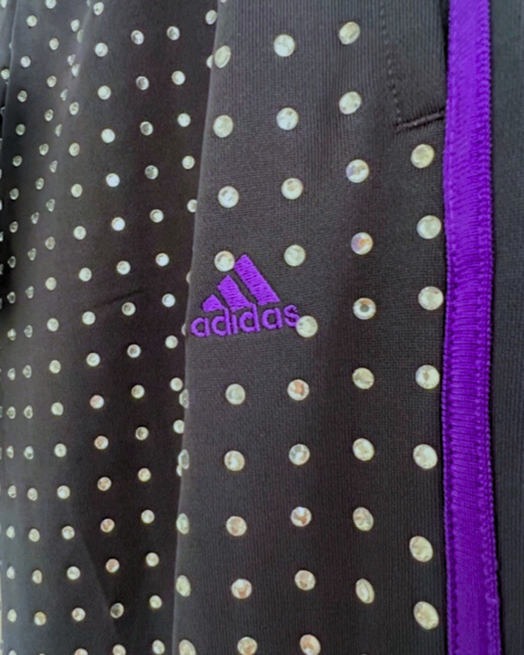 Vintage Grey/Purple Stripe ADIDAS Tracksuit pants with all over diamante studs