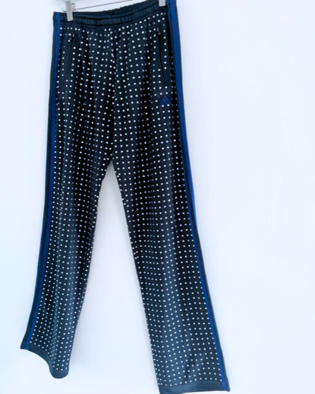Vintage Grey/Black and Blue Stripe ADIDAS Tracksuit pants with all over diamante studs