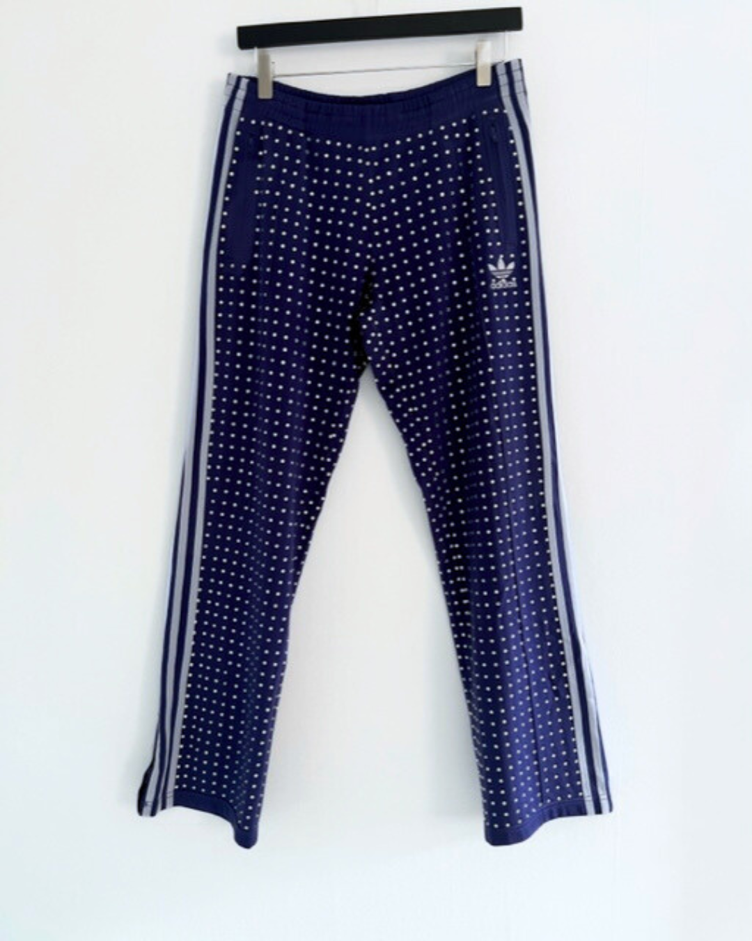 Vintage Purple / White Stripe ADIDAS Tracksuit pants with all over diamante studs