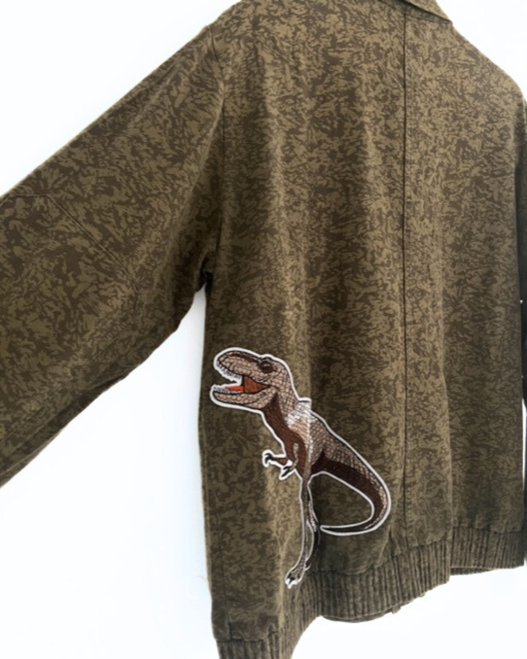 VINTAGE Camo T-Rex Dinosaur Patch GREY jacket - M/L