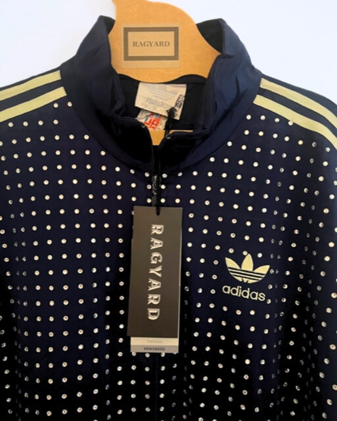 Vintage Navy ADIDAS Track-top with all over diamante studs