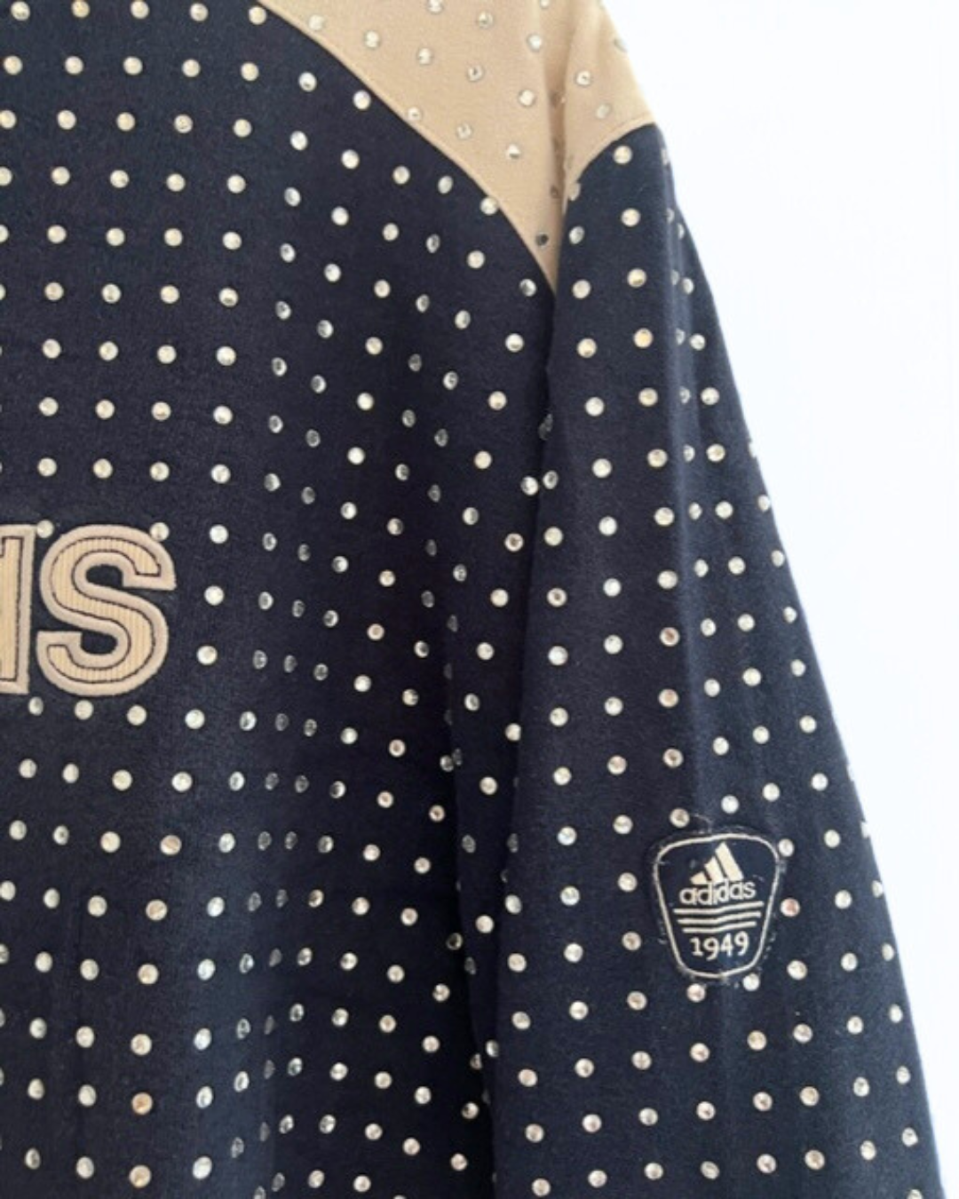 Vintage Navy and Cream ADIDAS Sweatshirt with all over diamante studs