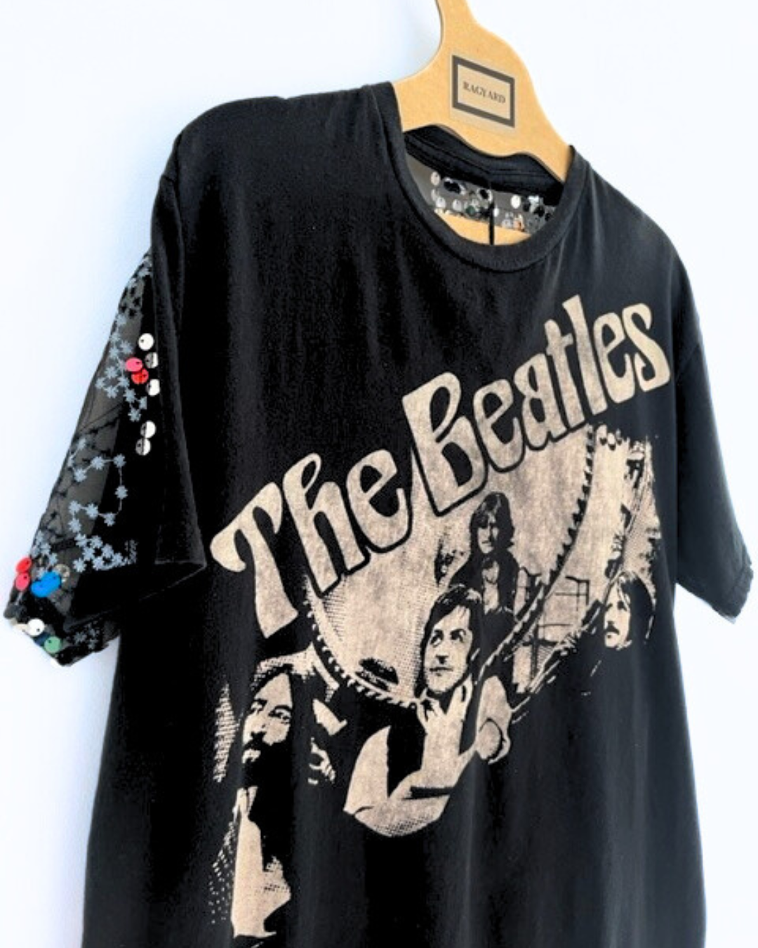 Vintage THE BEATLES Sequin Sheer Back T-shirt