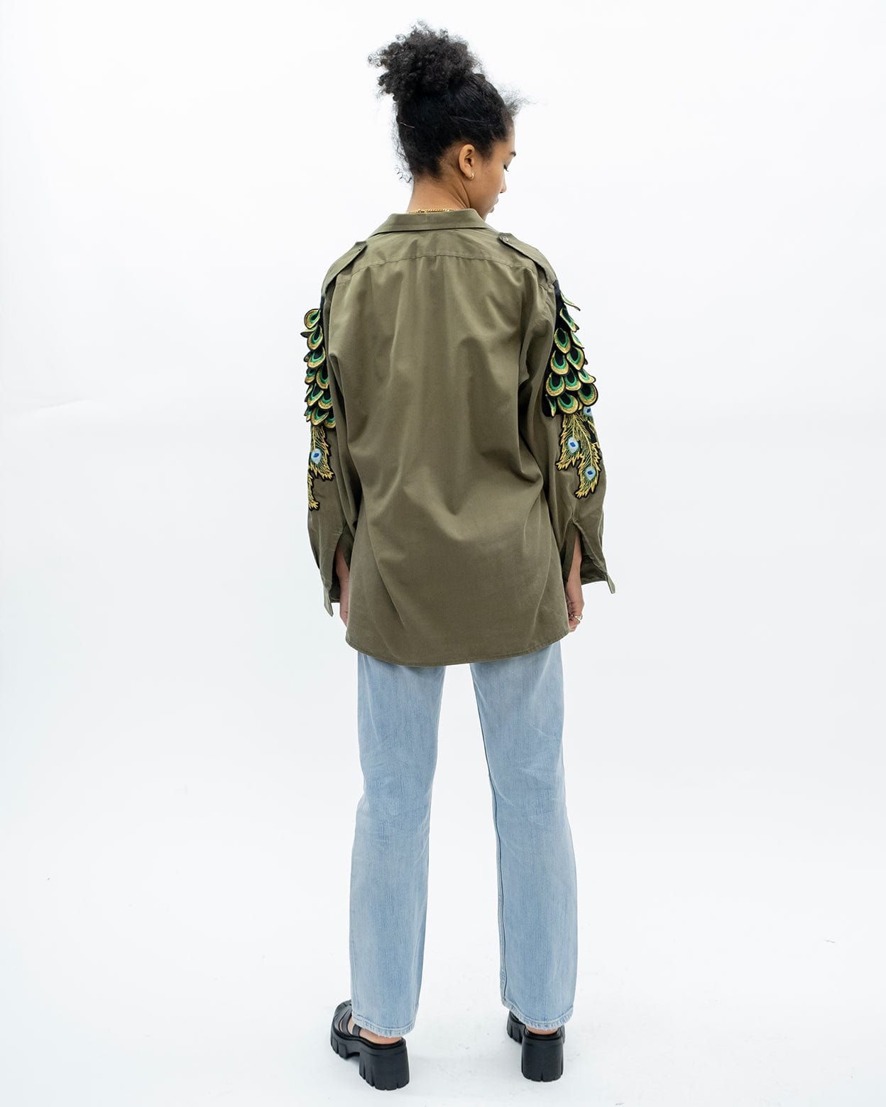 Evergreen - Khaki Peacock Patch Military Shirt