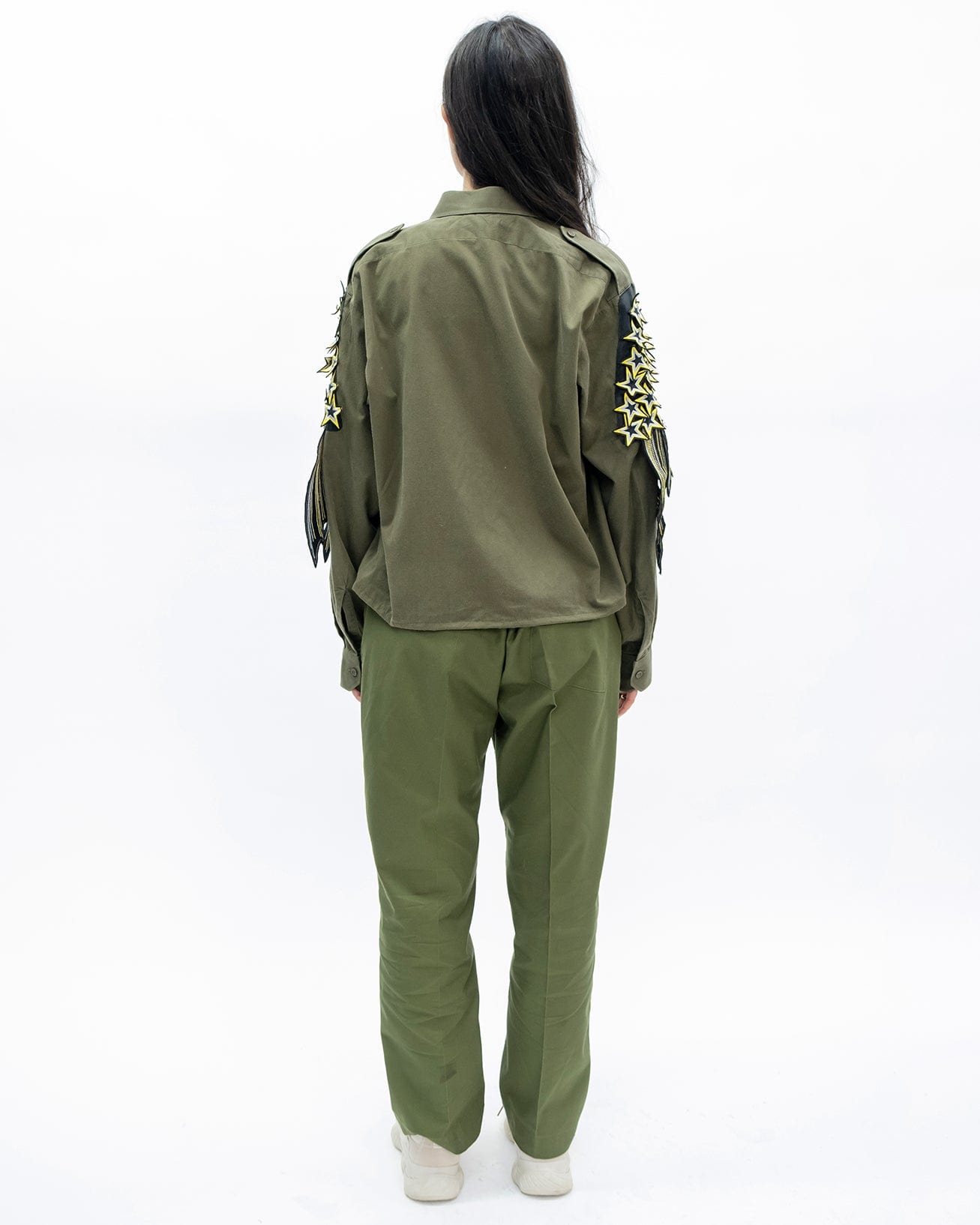 Star Arm Cropped Military Shirt