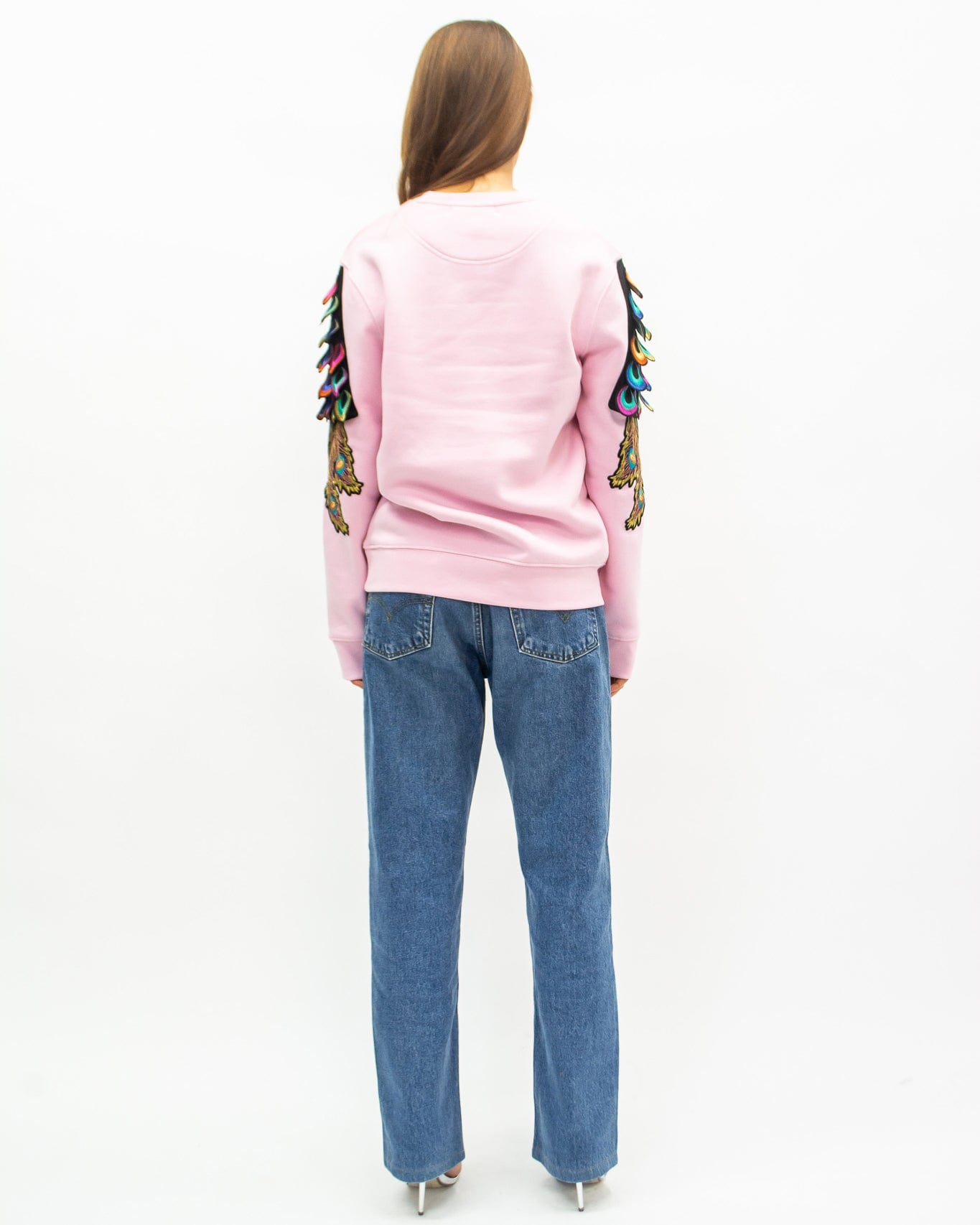 Evergreen - Cotton Pink Psychedelic Peacock Patch Sweatshirt