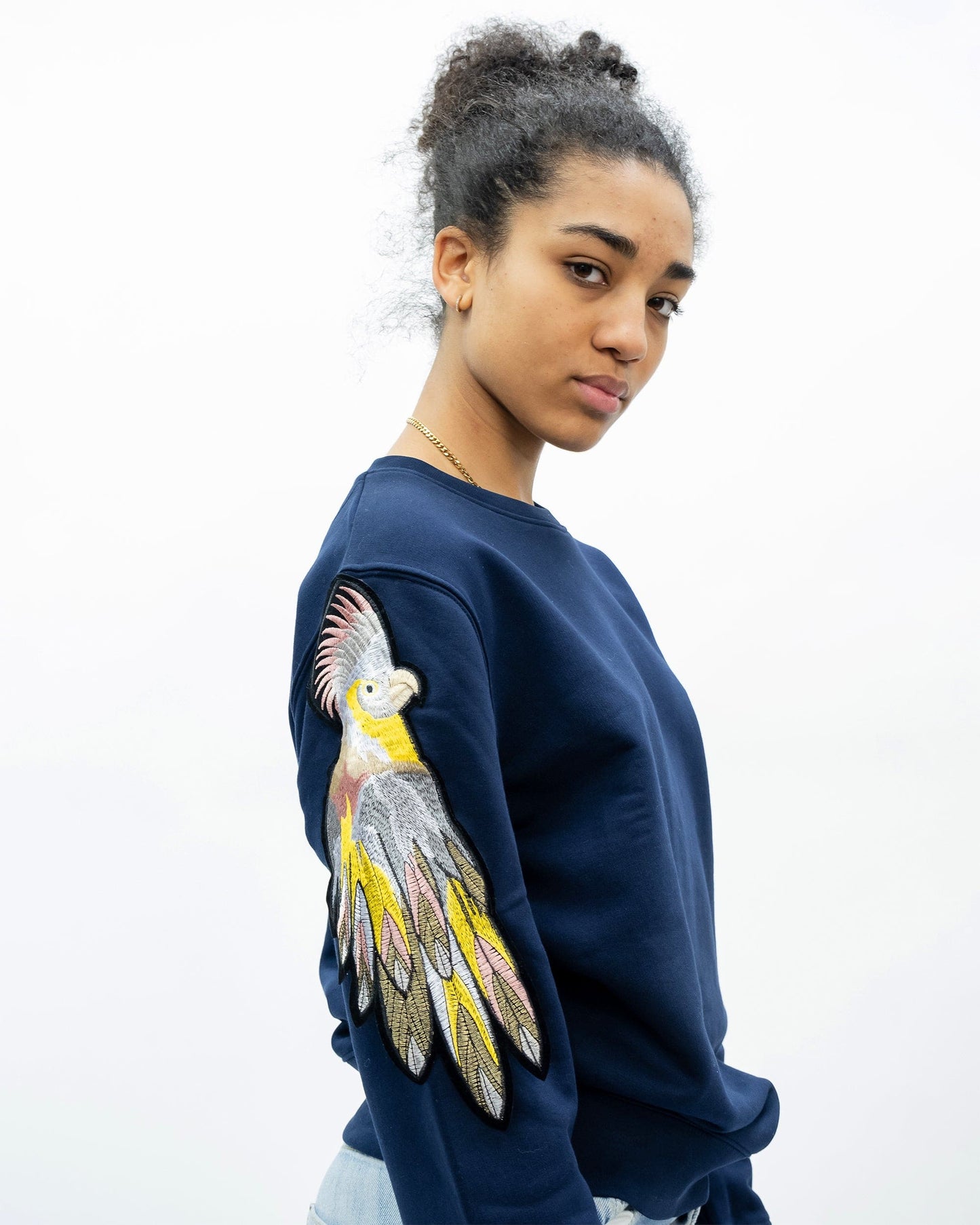 Evergreen - French Navy Parrot Patch Sweatshirt