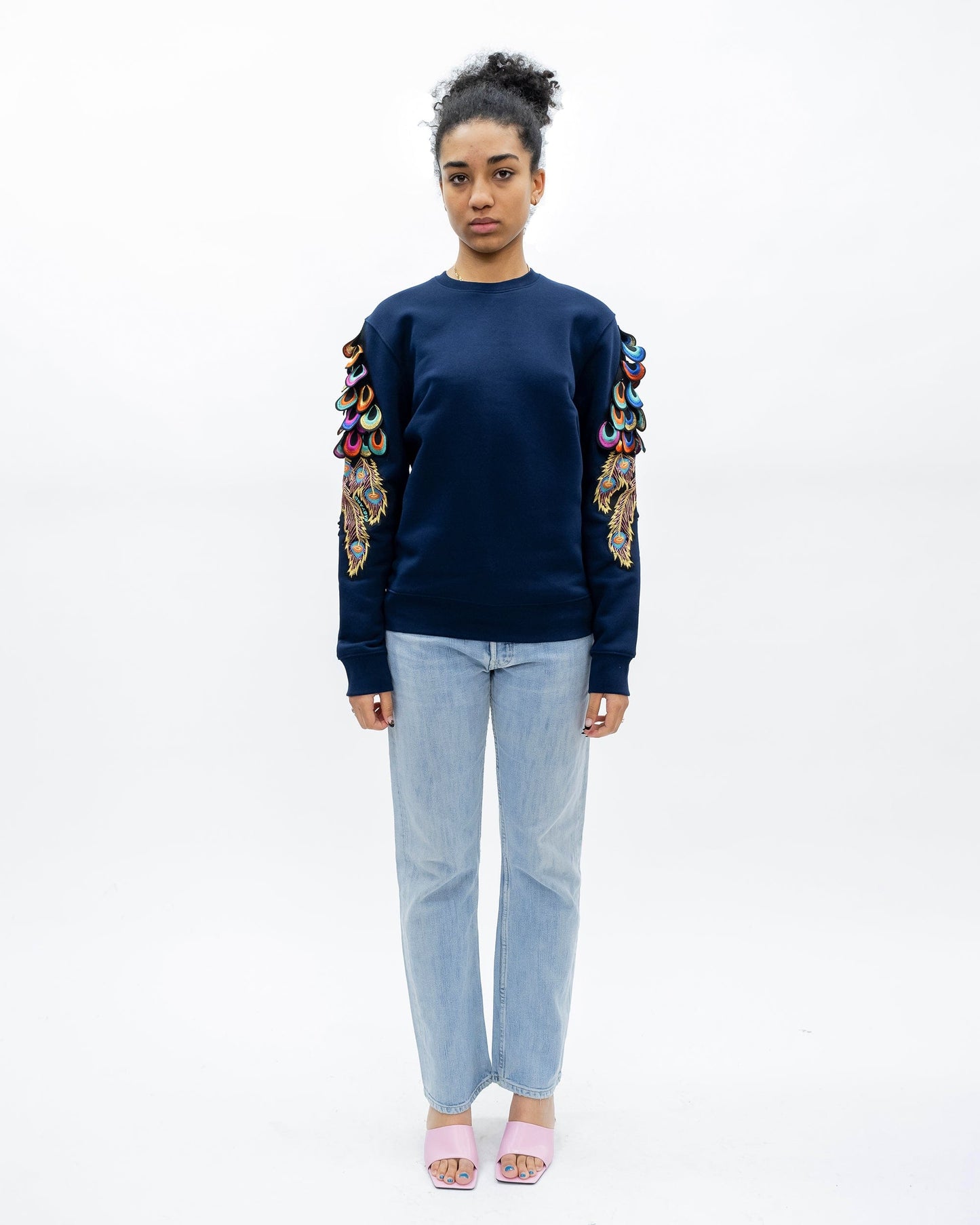 Evergreen - French Navy Psychedelic Peacock Patch Sweatshirt