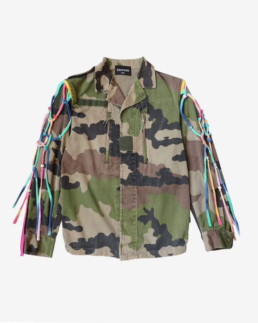 Military Jacket with Macrame Tassel Beaded Shoulders