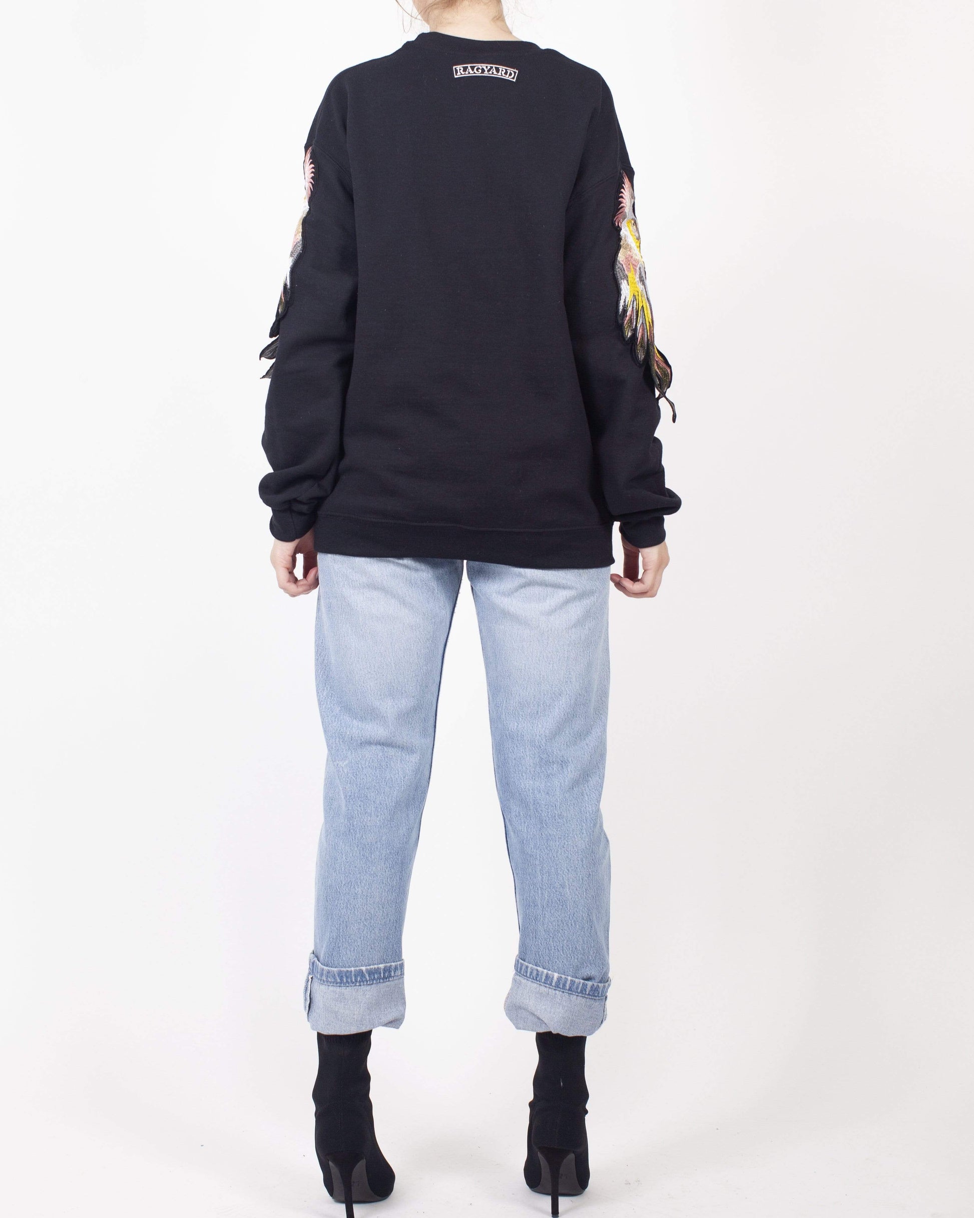 Black Parrot Sleeve Sweatshirt - Ragyard Vintage Clothing