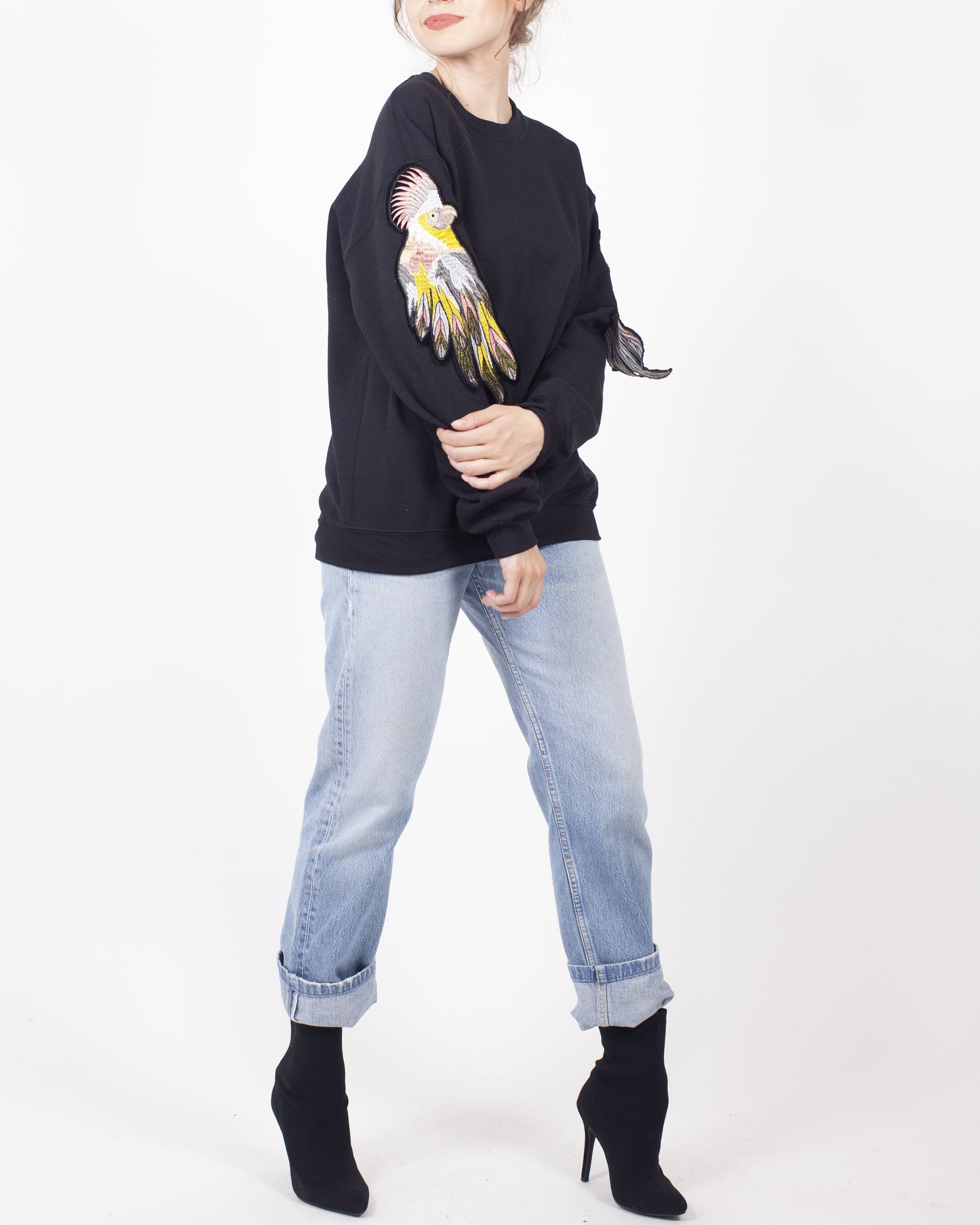 Black Parrot Sleeve Sweatshirt - Ragyard Vintage Clothing
