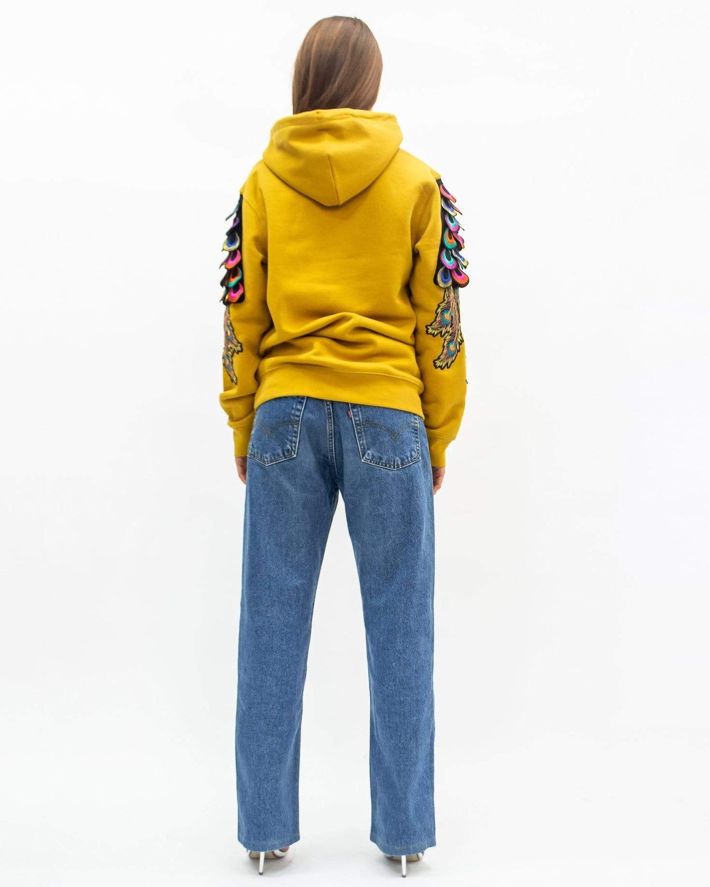 Evergreen - Ochre Psychedelic Peacock Patch Hoodie