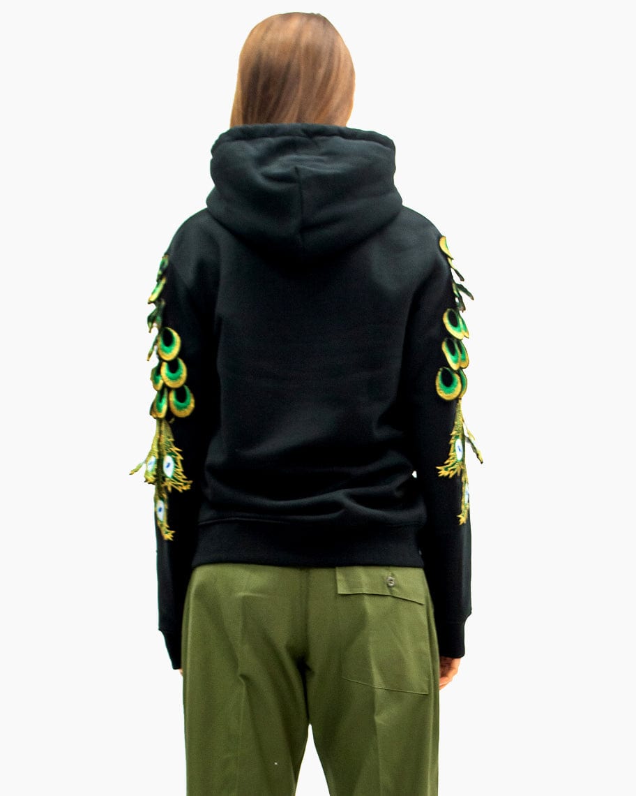 Evergreen - Black Peacock Patch Hoodie