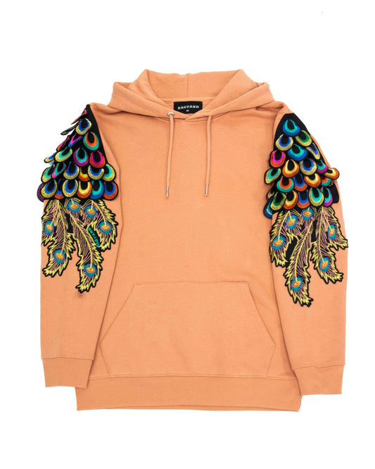 Psychedelic Peacock Sleeve Hoodie Mushroom