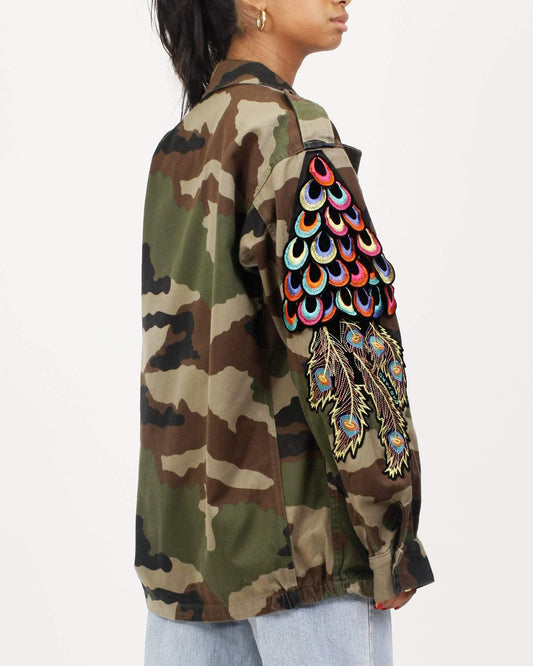 Evergreen - Camo Psychedelic Peacock Patch  F2 Jacket